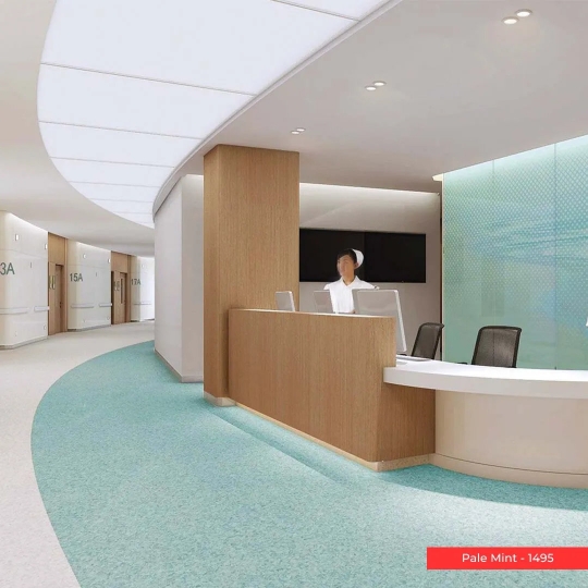 SÀN VINYL CUỘN MÀU XANH BẠC HÀ PALE MINT 1495 ECOFLOOR